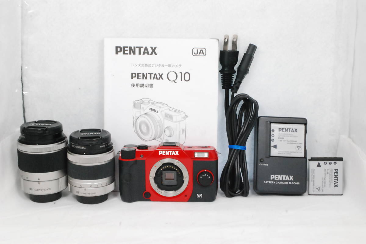 ☆並品☆PENTAX/ペンタックス デジタルミラーレス一眼/Q10 ダブルズームレンズキット レッド