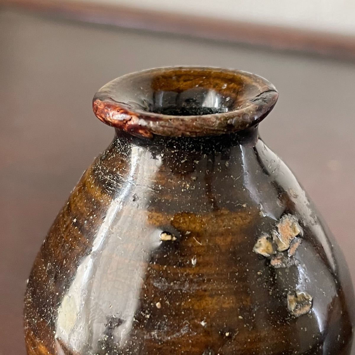 【使い勝手の良い】 飴釉小壺 ＊懐瓶(フチュクルビン) 工芸品