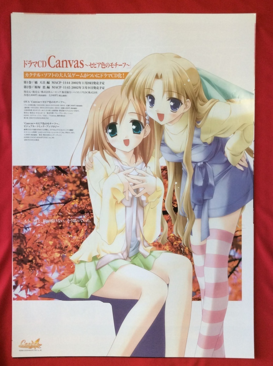 B2サイズポスター Canvas~セピア色のモチーフ~ ドラマCD 発売告知用 非売品 当時モノ 希少　B3532_画像1