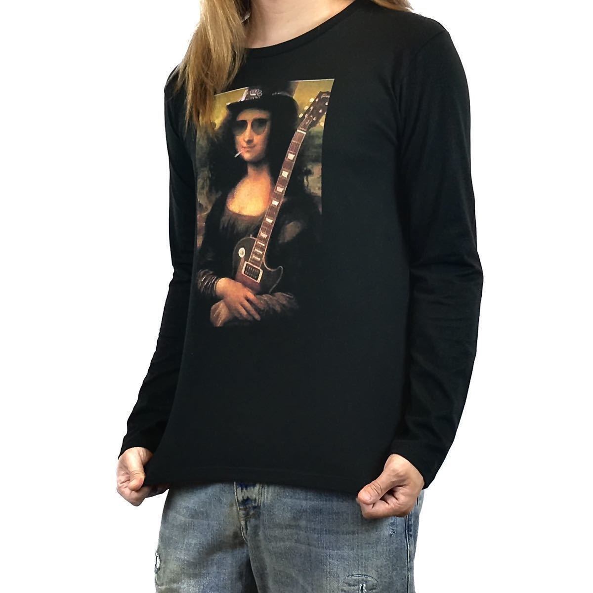 新品 モナリザ スラッシュ ガンズアンドローゼス レスポールギター ギタリスト アート ロンT 長袖Tシャツ XS Sサイズ 小さい タイト スリム