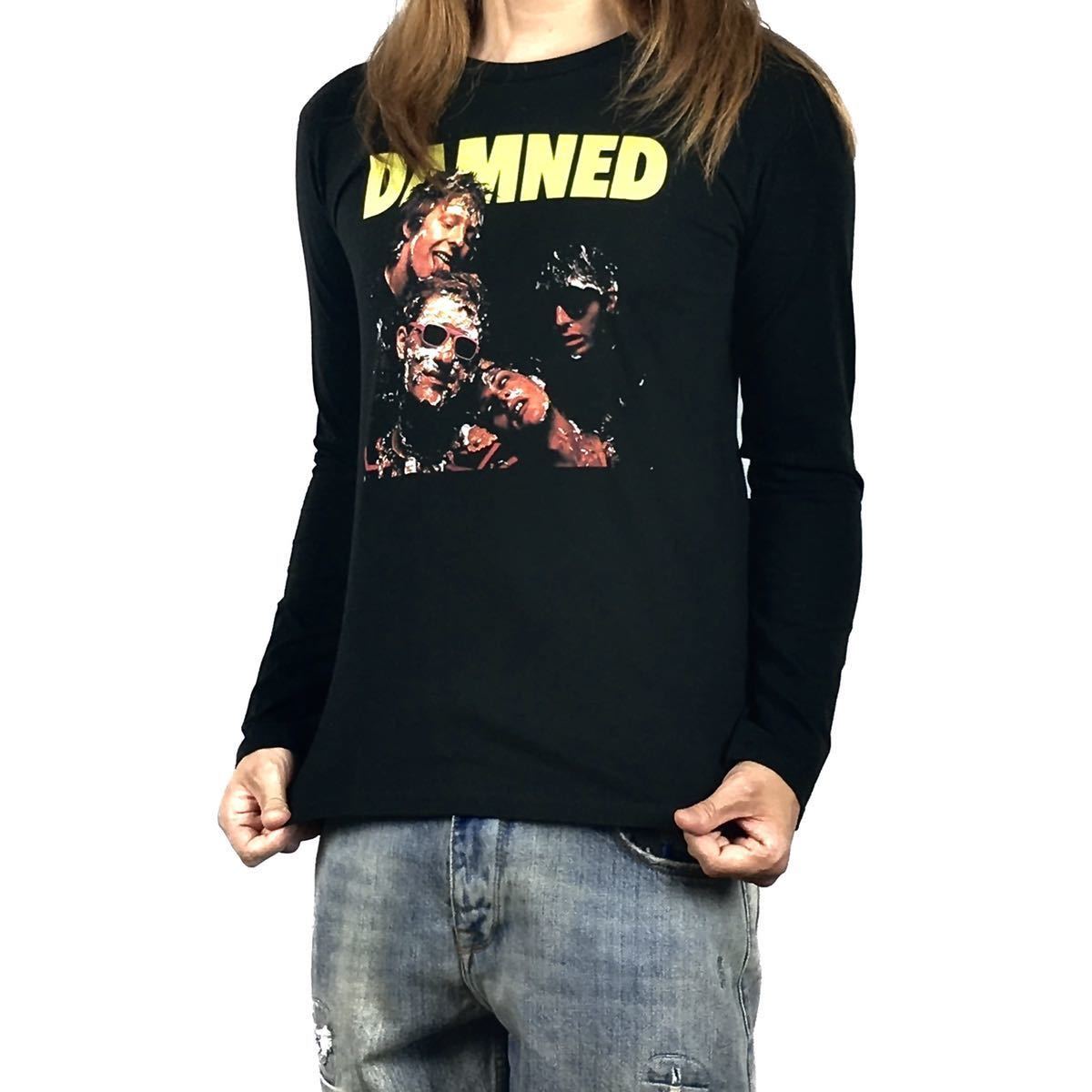 新品 ダムド DAMNED 地獄に堕ちた野郎ども パイ投げ アルバムジャケット パンク バンド ロンT 長袖 Tシャツ Mサイズ タイト スリム ビッグ