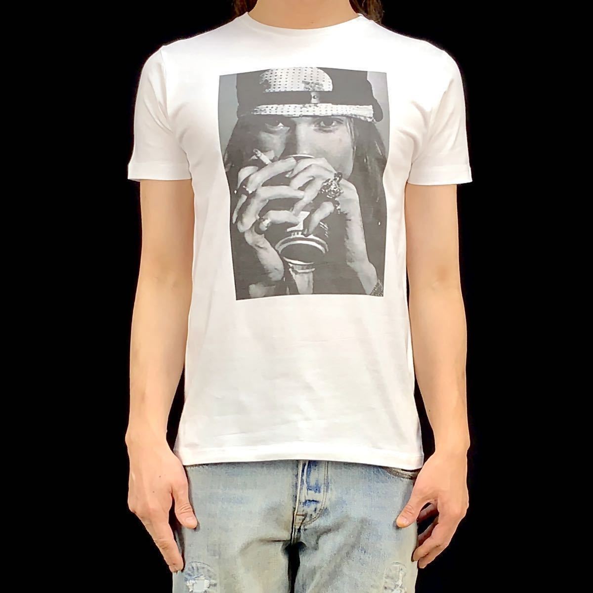 新品 アクセルローズ ガンズアンドローゼス GN'R GUNS ハードロックバンドヴォーカル 煙草ドリンク Tシャツ XLサイズ 大きい ビッグ ワイド