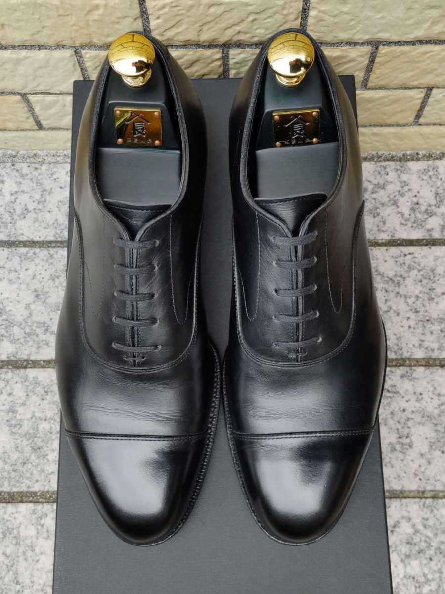 三陽山長 友二郎 6.5 (24.5㎝) ストレートチップ 黒 セントラル靴製