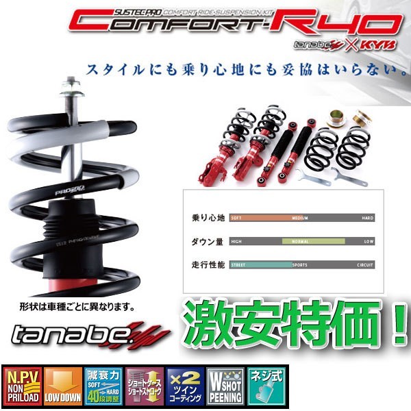お気に入 車高調 タナベ サステックプロ CR40 ノア ヴォクシー ZRR85G 2014.1.1~ CR40ZRR85GK 1年