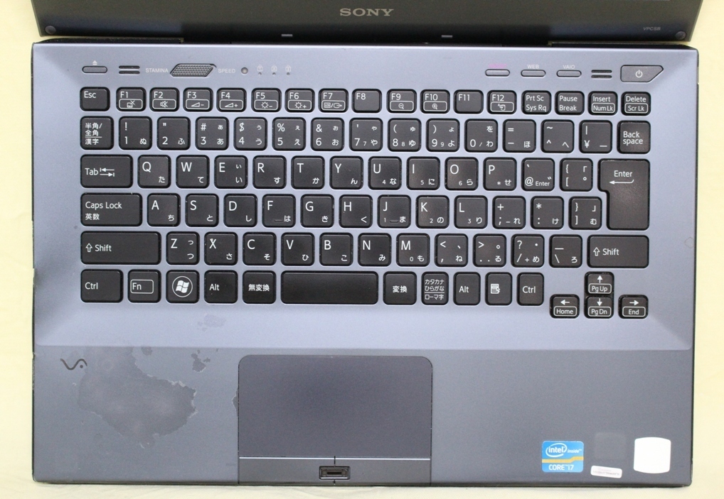 13型ノートパソコン SONY VAIO VPCSB4AJ Core i7 2640M 2.80GHz 4GB Wifi DVDスーパーマルチ ジャンク品_画像3