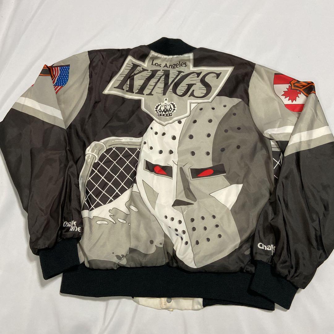 LA KINGS キングス スタジャン 総柄 ビンテージ 90's NHL CHALK LINE