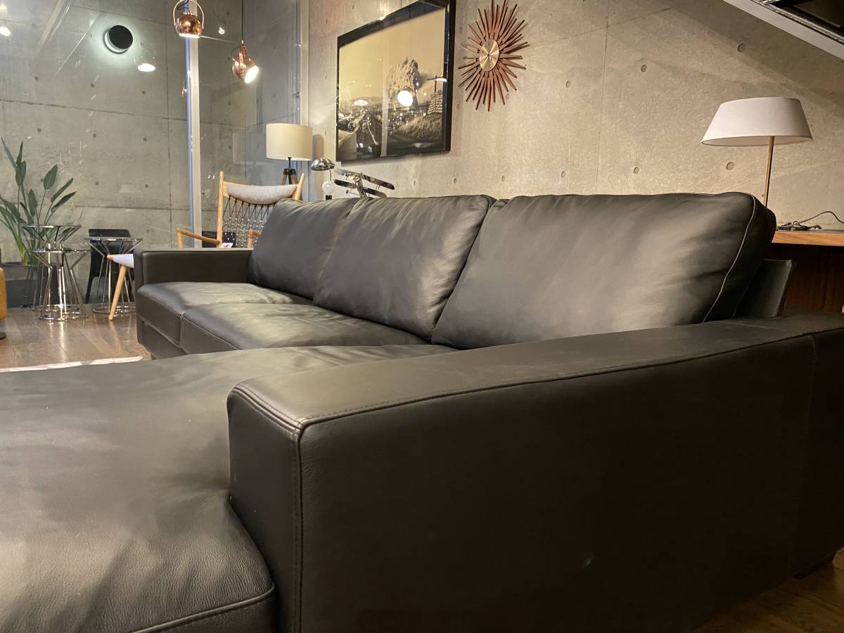 85 десять тысяч иен первоклассный!Moda Sofa 280cm( поиск общий кожа, диван-кушетка, кушетка, Италия, Mid-century,kasi-na,B&B и т.п. .. сходство хорошо,