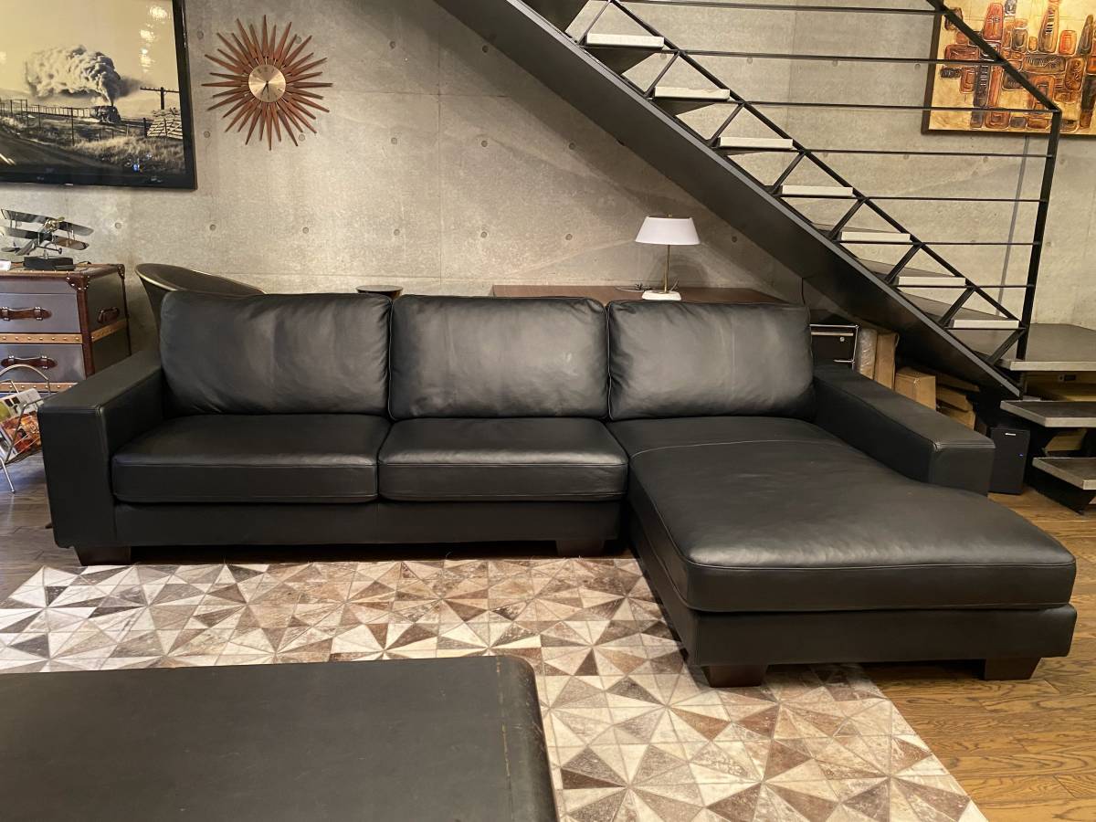 85 десять тысяч иен первоклассный!Moda Sofa 280cm( поиск общий кожа, диван-кушетка, кушетка, Италия, Mid-century,kasi-na,B&B и т.п. .. сходство хорошо,