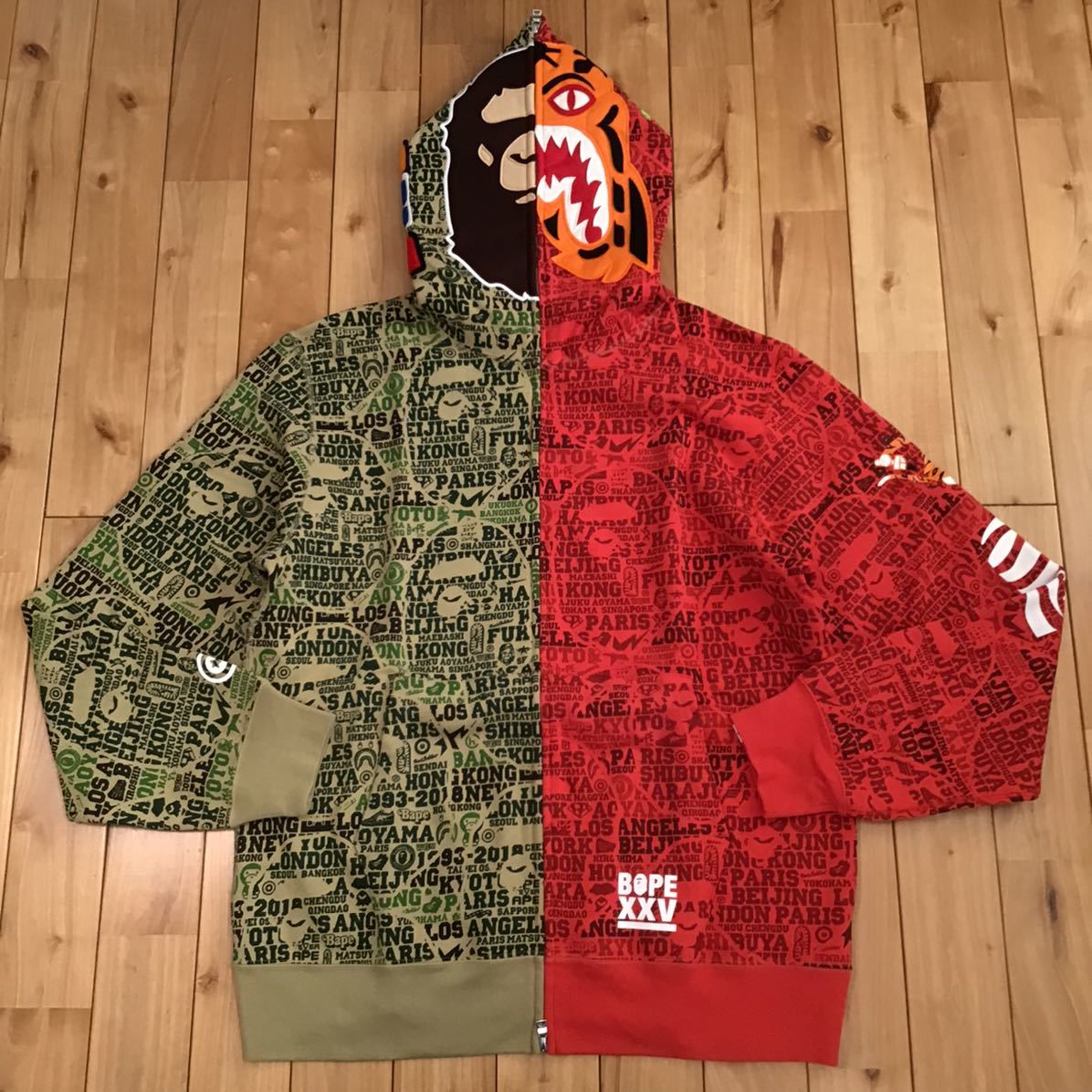 ★新品★ 2XL XXV CITIES CAMO ape head タイガー パーカー tiger full zip hoodie a bathing ape bape 25th エイプ ベイプ 迷彩 XXL 307_画像1