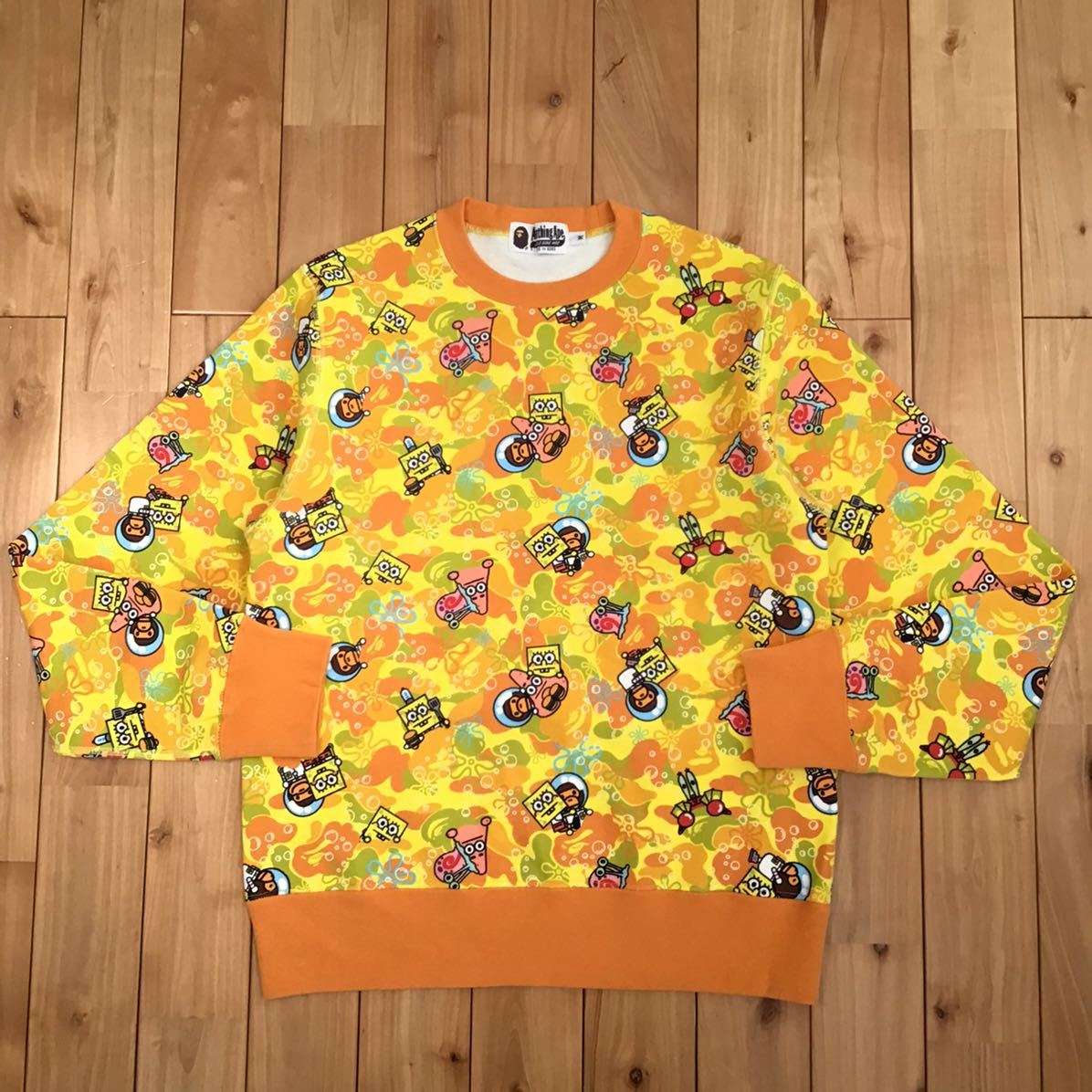 ★激レア★ スポンジボブ × BAPE 長袖スウェット Mサイズ SpongeBob a bathing ape bape エイプ ベイプ アベイシングエイプ マイロ milo