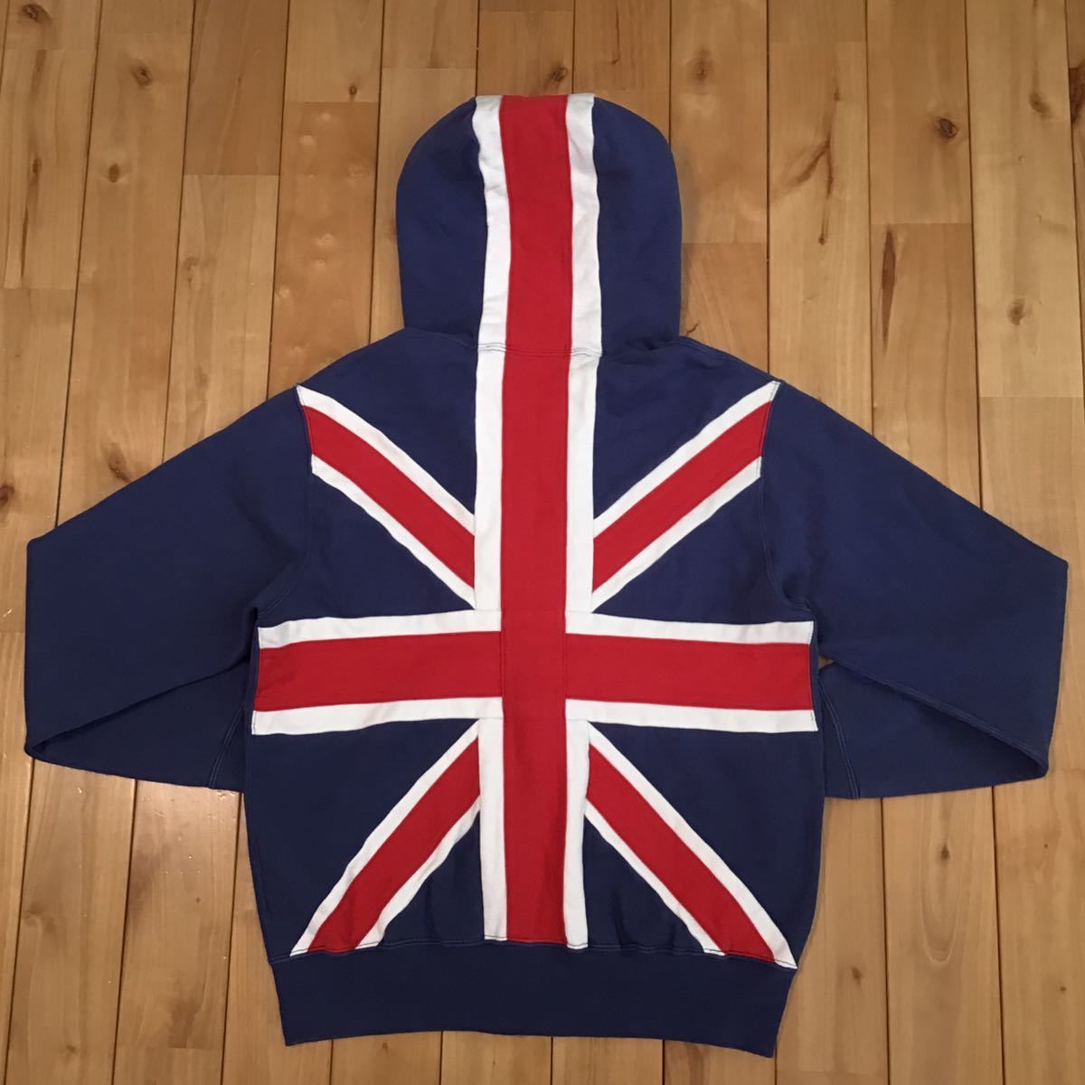 BAPE ユニオンジャック ジップ パーカー Sサイズ navy a bathing ape zip hoodie エイプ ベイプ アベイシングエイプ Union jack UK v01_画像3