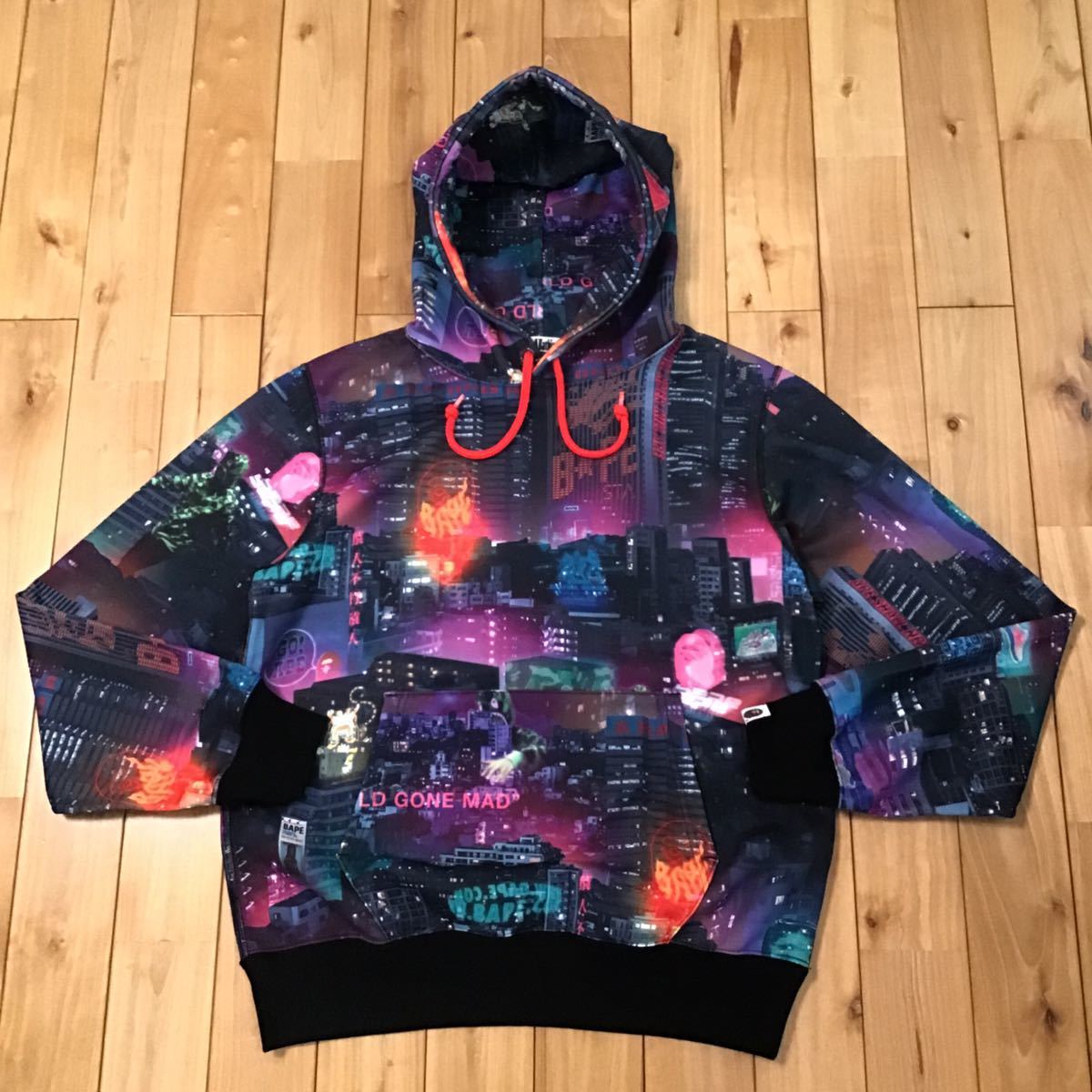 NEON TOKYO プルオーバー パーカー Lサイズ a bathing ape BAPE pullover hoodie エイプ ベイプ アベイシングエイプ m63