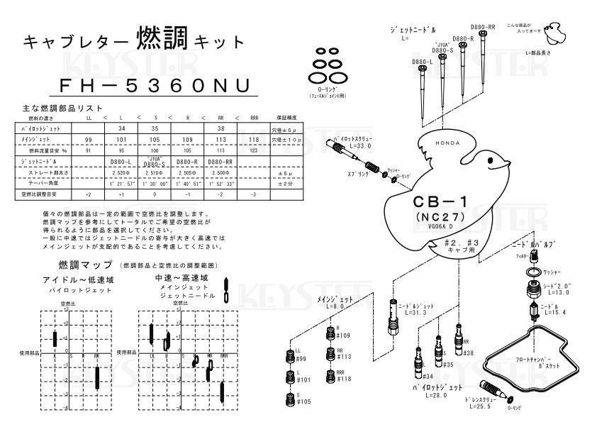 ■ FH-5360NS/U　CB-1 NC27　キャブレター リペアキット　キースター　燃調キット　３_画像4