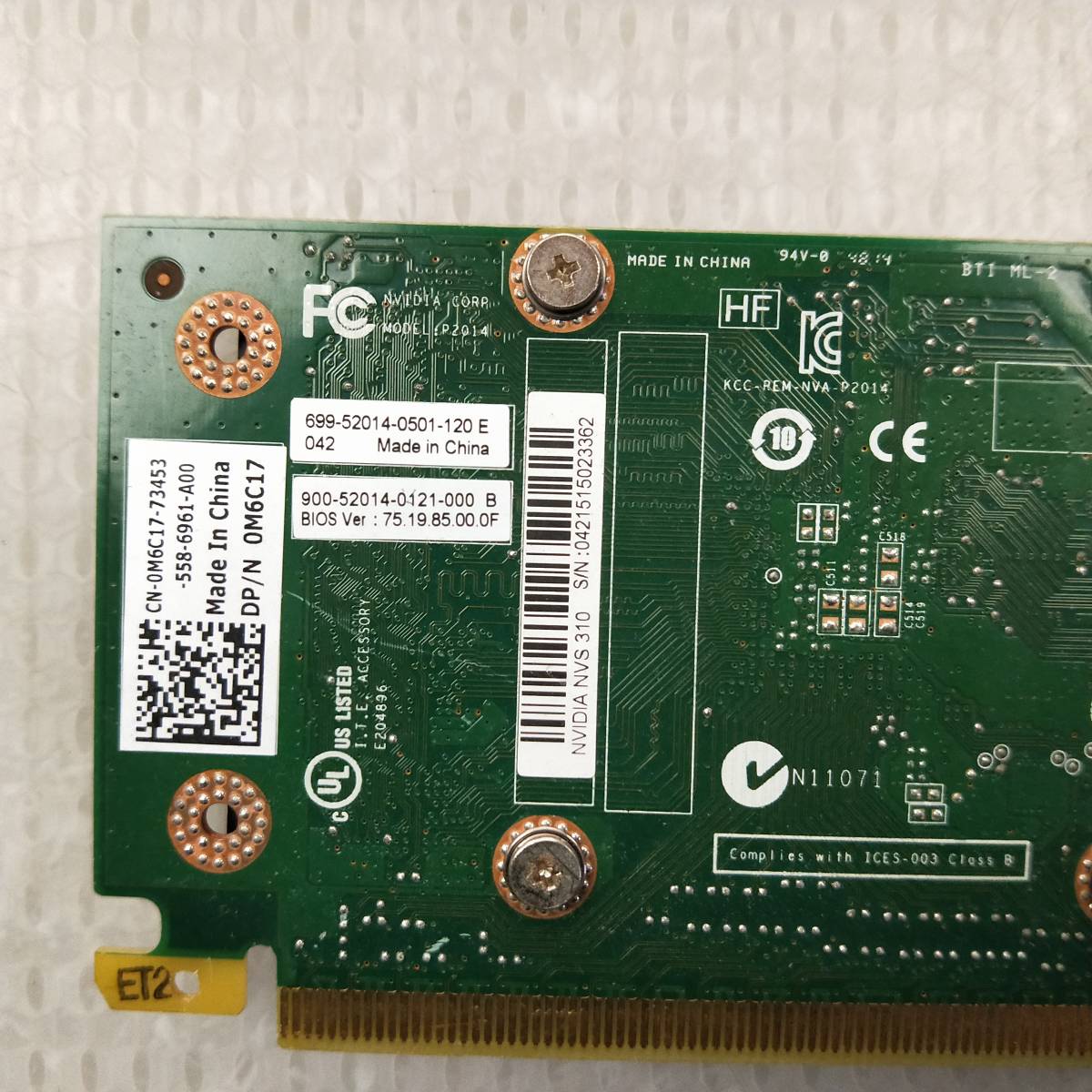 【中古パーツ】NVIDIA NVS 310 DP/DP グラフィックボード/ビデオカード PCI-E ■XK363-1_画像3