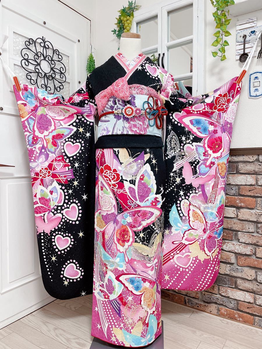 大量入荷 訪問着 正絹 袷 花々 蝶々 螺鈿 青緑 ガード加工 裄65 elipd.org