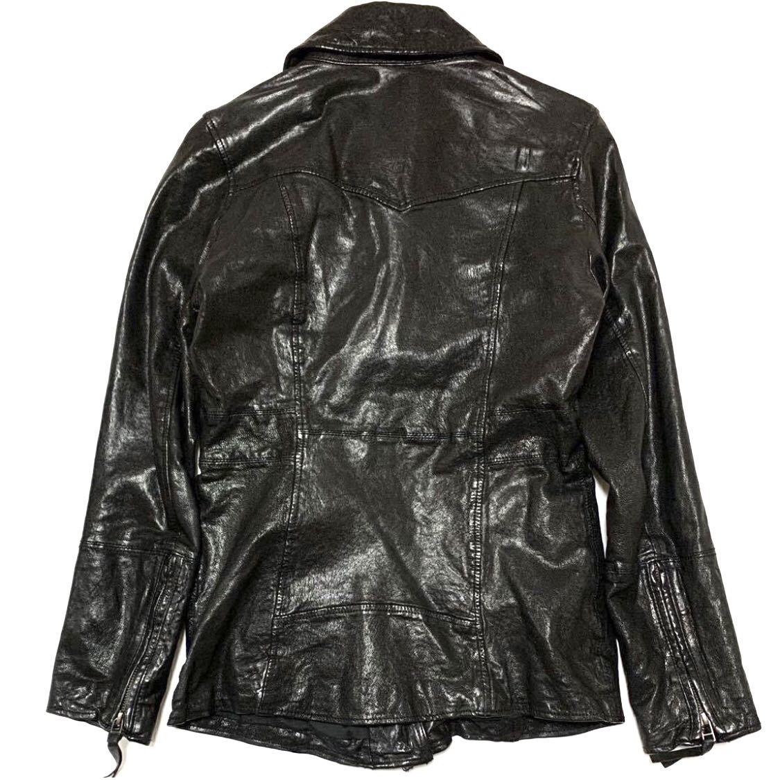  Moussy прекрасный товар натуральная кожа байкерская куртка черный чёрный кожаная куртка 
