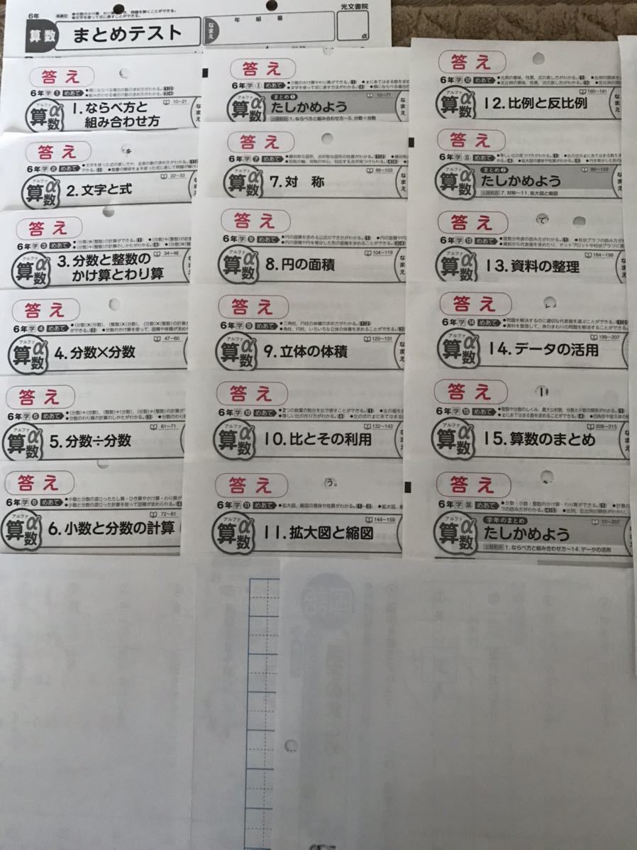 過去問 模範解答 算数 小学6年 カラーテスト 19枚 新学社 教科書は学校