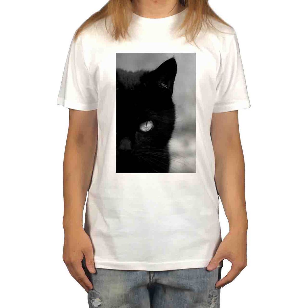 新品 黒猫 クロネコ ブラックキャット 睨み 動物 アニマル プリント Tシャツ S M L XL ビッグ オーバー サイズ XXL~5XL ロンT パーカー 可