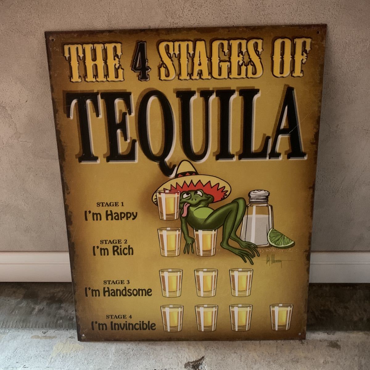 アメリカ直輸入 サイン ヴィンテージ風 アンティーク TEQUILA テキーラ 看板 アメリカン雑貨 ブリキ看板 _画像1