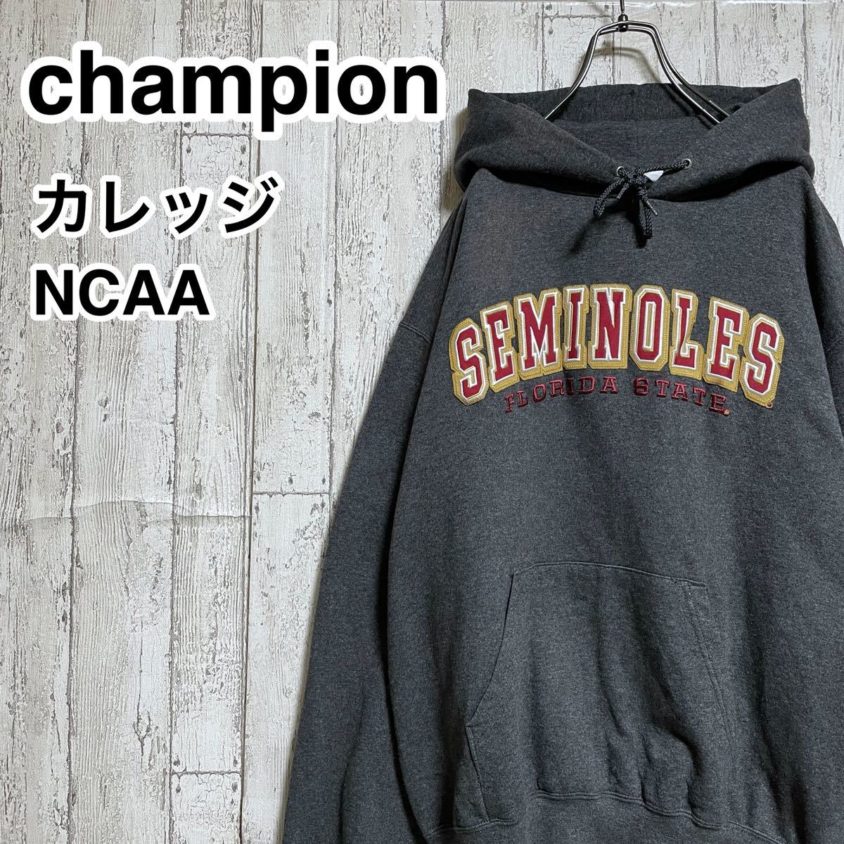 ☆送料無料☆ Champion チャンピオン NCAA カレッジ パーカー Mサイズ ダークグレー フロリダ州立大学 22-40_画像1