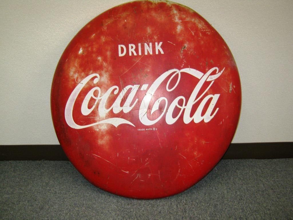 コカコーラ アンティーク 看板 ボタン型看板 コカ・コーラ コカ・コーラ