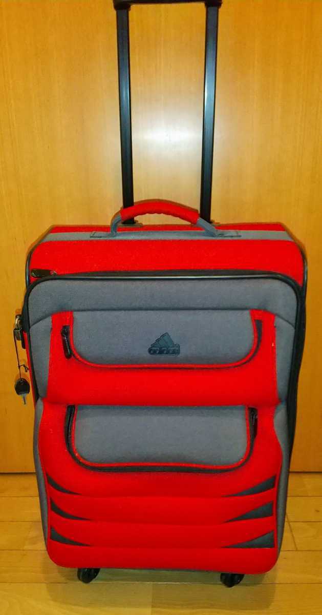 Aランク使用頻度極少2回アディダスadidasキャリーバッグスーツケース旅行バッグ鞄かばんTRAVELトローリージム・トレーニングバッグ 赤