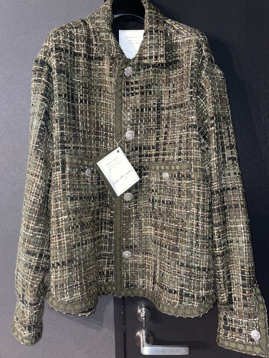 readymade tweed shirt jacket size2 RE-MX-KH-00-00-189 レディメイド