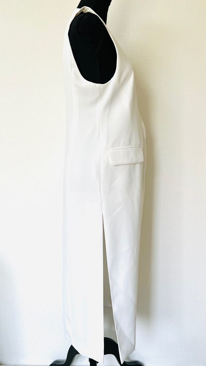美品 ZARA ザラ ロングジレ ベスト ホワイト 白 スリット ロング 美品 ZARA ザラ ロングジレ ベスト ホワイト 白 スリット ロング