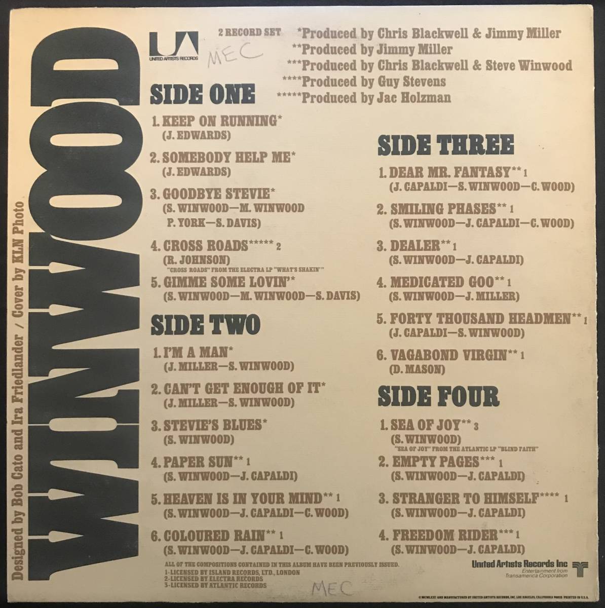 Stevie Winwood / Winwood / レコード2枚組 / United Artists Records UAS-9950 / 1st PRESS / 1971 / [USA盤]_画像2