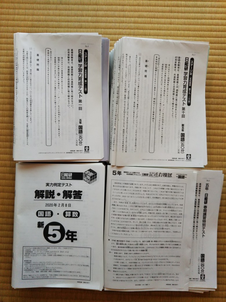 値下】日能研4年生2022年度育成テスト公開テスト【国語算数】全26回分-