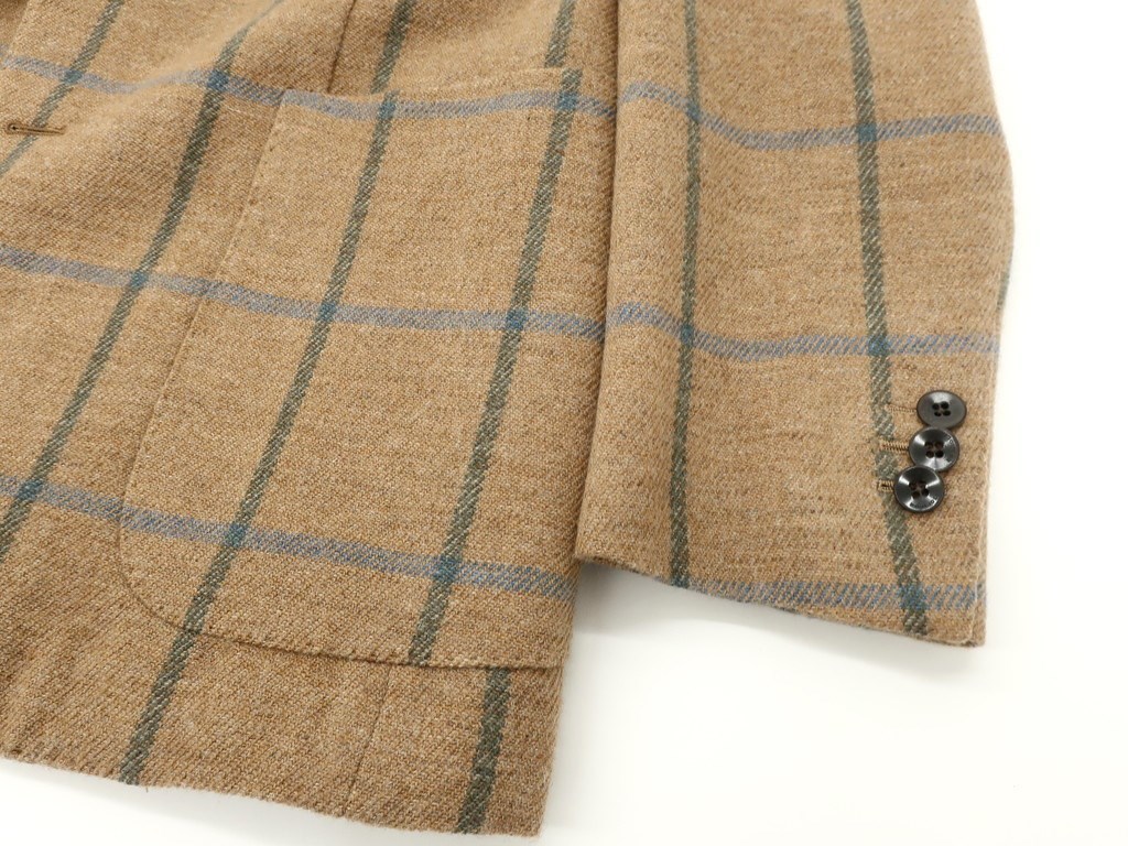 ボリオリ BOGLIOLI チェック ウール 3B ジャケット 48 ブラウン