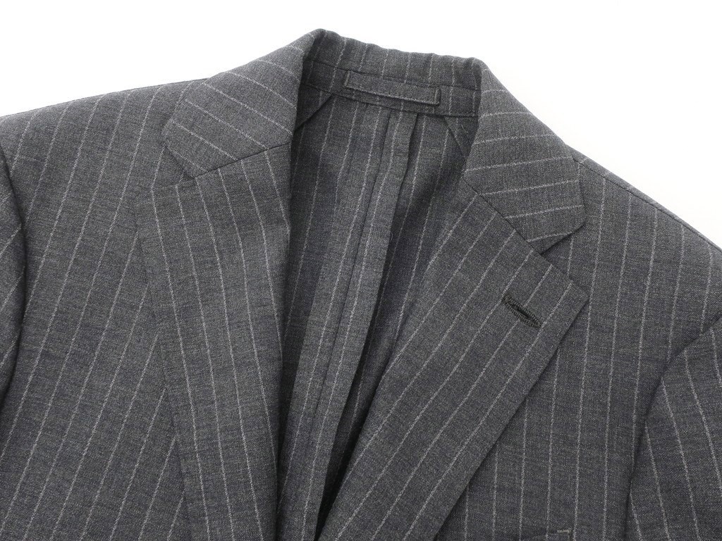 ラルディーニ LARDINI ストライプ ウール 3B テーラードジャケット 46