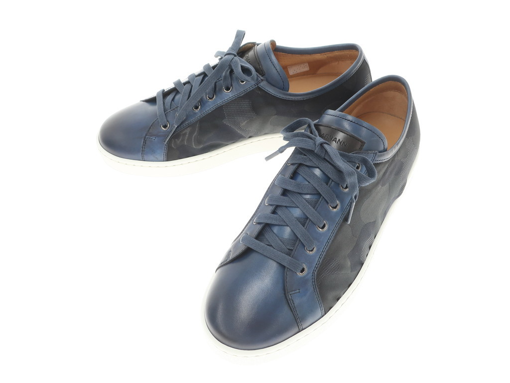 マグナーニ MAGNANNI カモフラージュ ナイロン×レザー ローカット