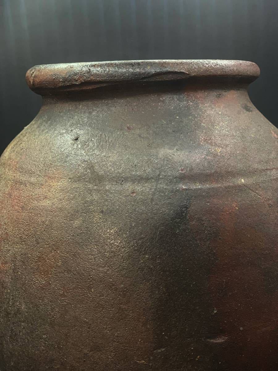 薩摩焼 能野 能野焼 中期 焼締 波状紋火焔手 花入 item details 薩摩焼 能野 能野焼 中期 焼締 波状紋火焔手 花入 item details
