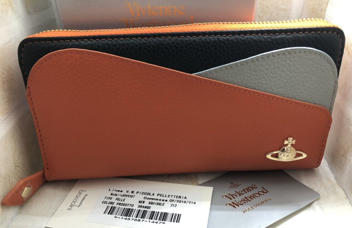 78％以上節約 セール〈新品未使用〉超人気のオレンジ色 レザー 二つ折 長財布カードホルダー
