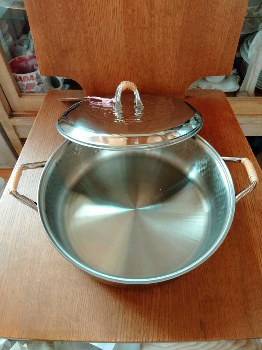 ☆未使用品☆両手鍋 調理器具 湯豆腐鍋 2.6L ステンレス シンプル