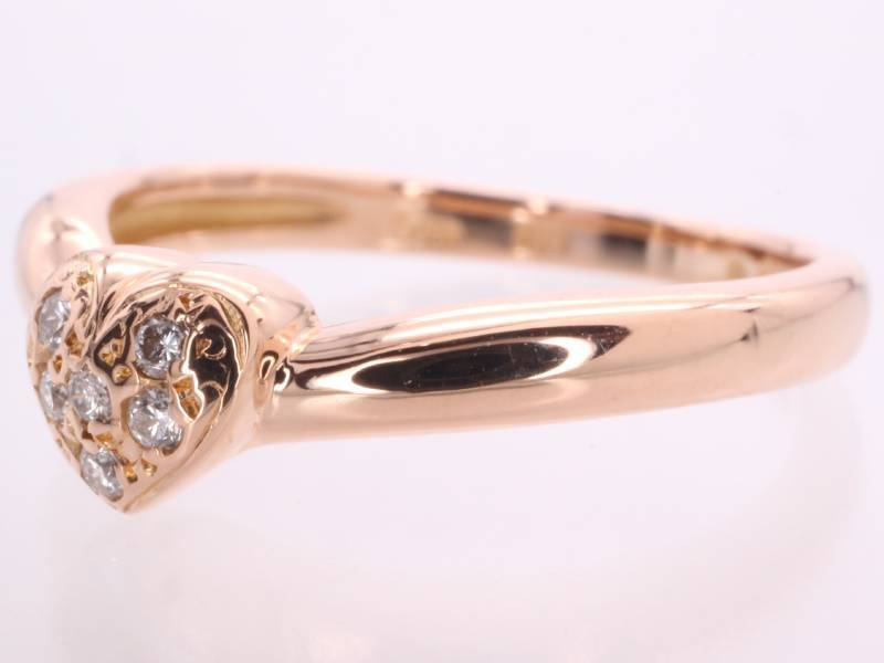 スタージュエリー Star Jewelry ダイヤ0.04ct ハート リング 9号 K18PG