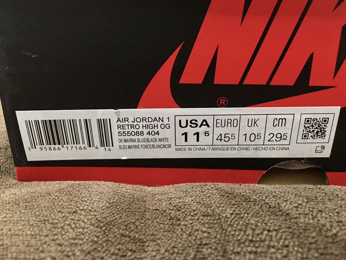 【極美品】Nike Air Jordan 1 Retro High OG Dark Marina Blue 29.5cm US 11.5 Blue/Black_画像7