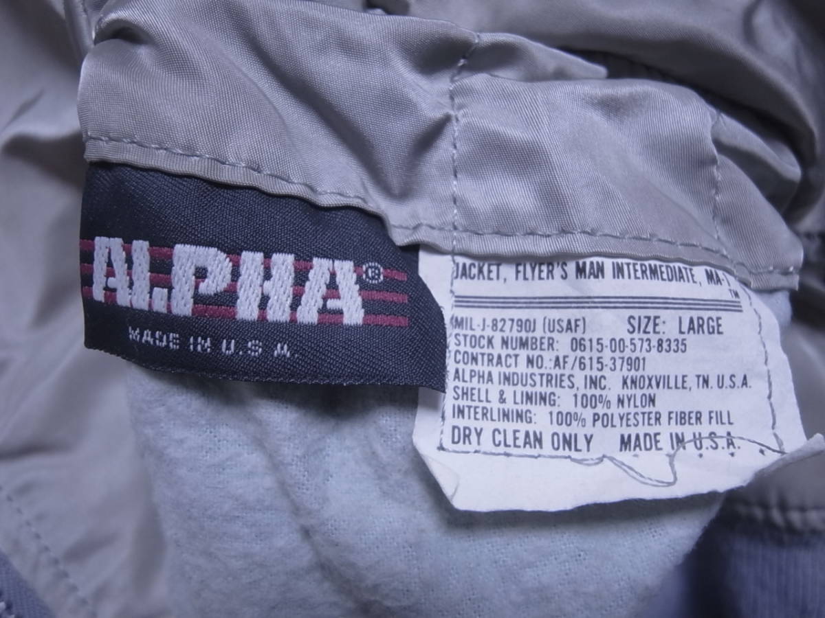 X3/5860☆アメリカ製☆ヴィンテージ 90s アルファ ALPHA INDUSTRIES