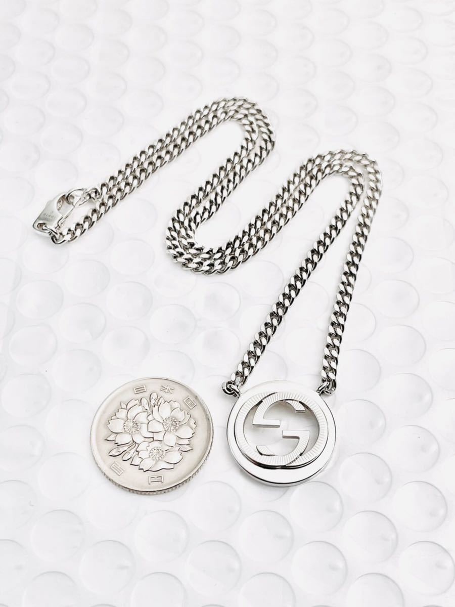 超美品!送無】GUCCI WGロゴ ネックレス 男女兼用 ギョーシェ シルバー