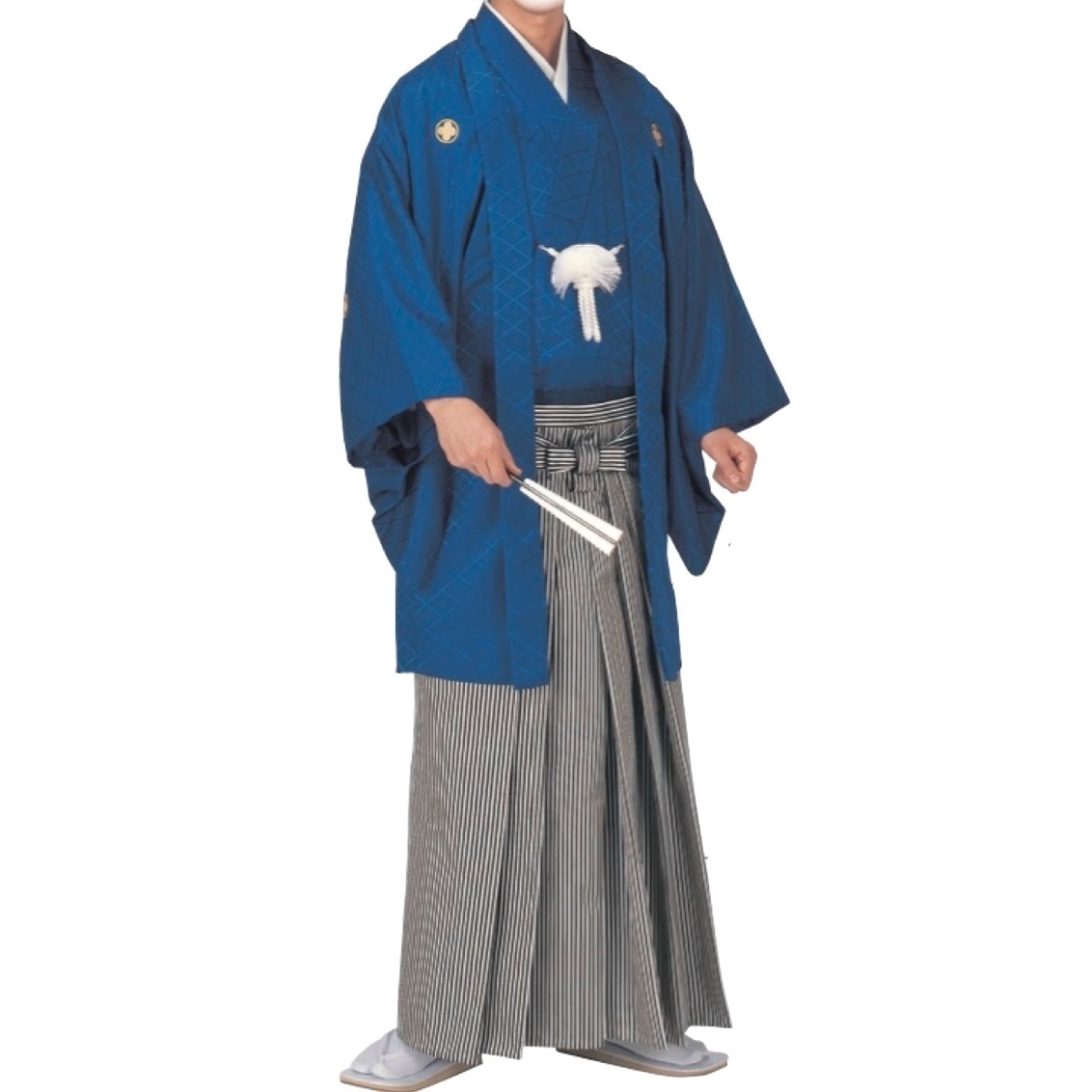 綸子羽織と袴下着物・袴セット　着物　羽織　袴　　K-180-25235　8号（身長：185cm）