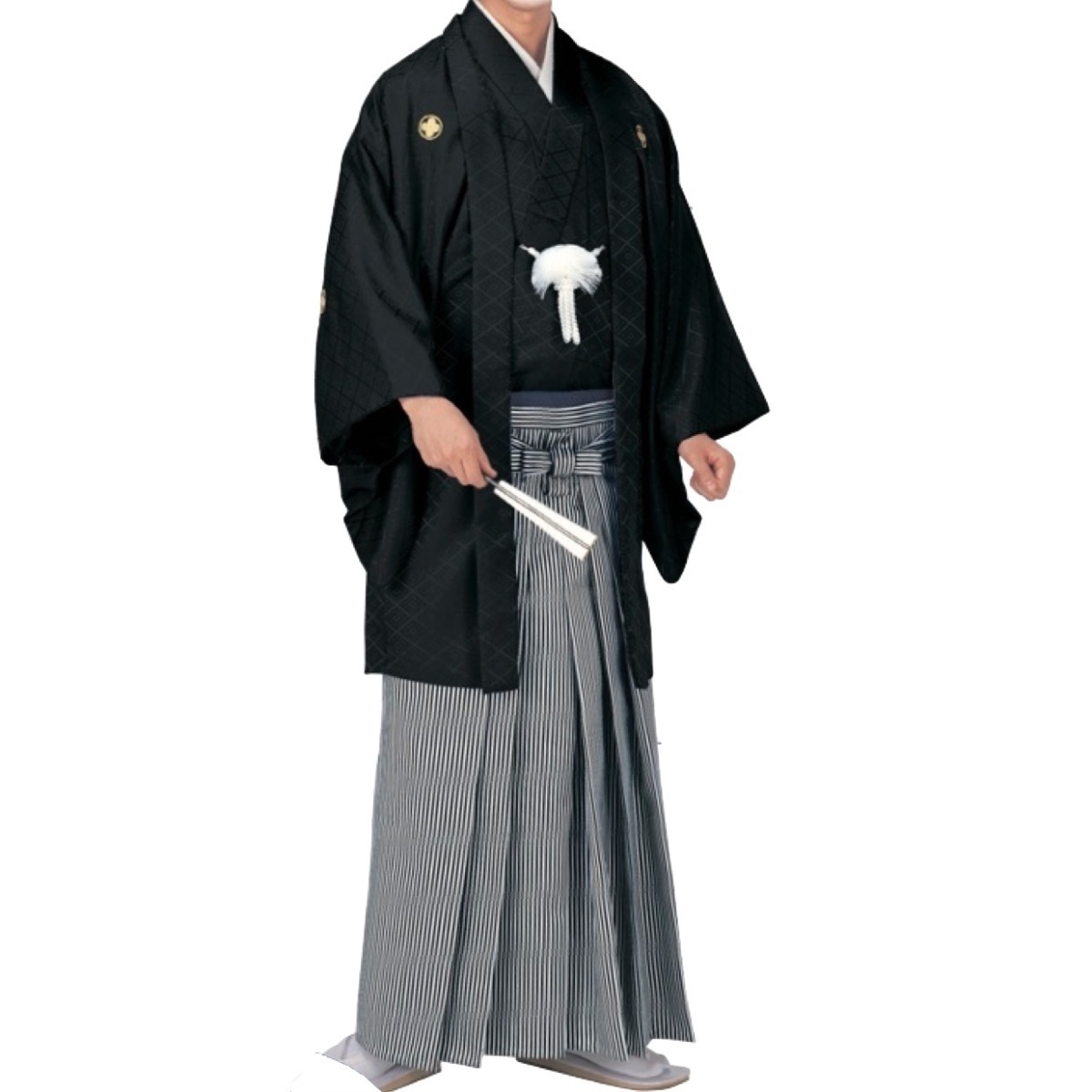 綸子羽織と袴下着物・袴セット　着物　羽織　袴　　K-180-25232　7号（身長：180cm）
