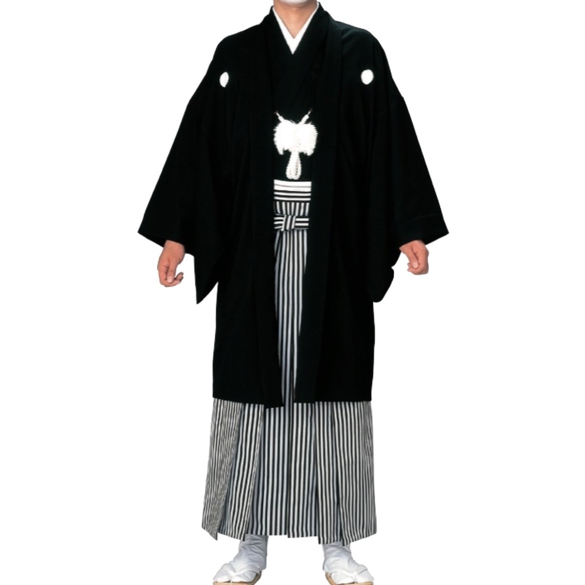 完成品 男物礼装一式セット 紋付 羽織 袴(一越 あわせ仕立)長襦袢
