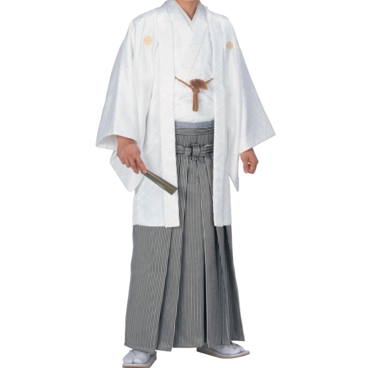 綸子羽織と袴下着物・袴セット　着物　羽織　袴　　K-180-25233　5号（身長：170cm）