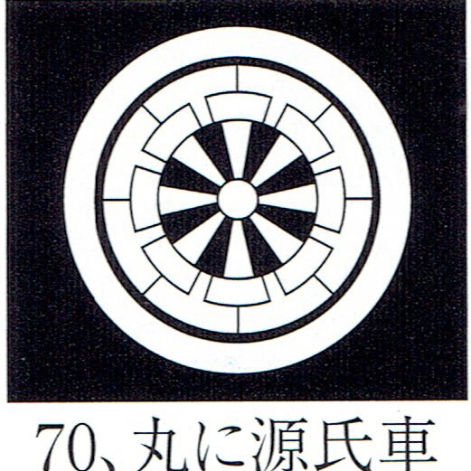 貼り紋「女貼紋」黒地用（６枚１組）「丸に源氏車」　き188-25362-70_画像1