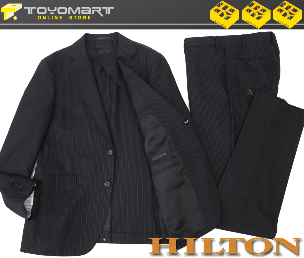 1542○HILTON ヒルトン○新品 【Super120's】 ストライプ STRETCH
