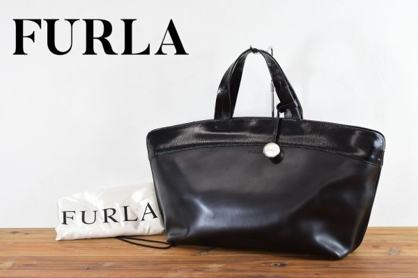 【感謝価格】 フルラ FURLA A1179 AW ロゴ ブラック シルバーチャーム ビジネスにも A4すっぽり かばん バッグ ハンド トート セミショルダー レザー 牛革
