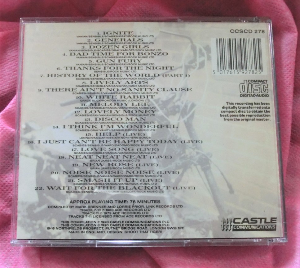 廃盤 THE DAMNED - THE COLLECTION CASTLE CCSCD-278 1990/ENGLAND 美品 オリジナル英盤 *Help(TV Live)Beatles