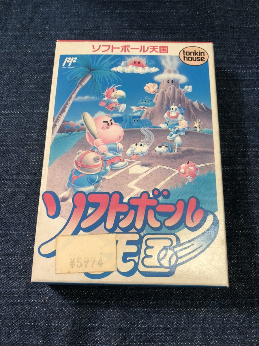 未開封新品♪ 送料無料♪ 激レア♪ ソフトボール天国 ファミコンソフト 箱説付き 端子メンテナンス済 動作品　同梱可能　FC_画像1