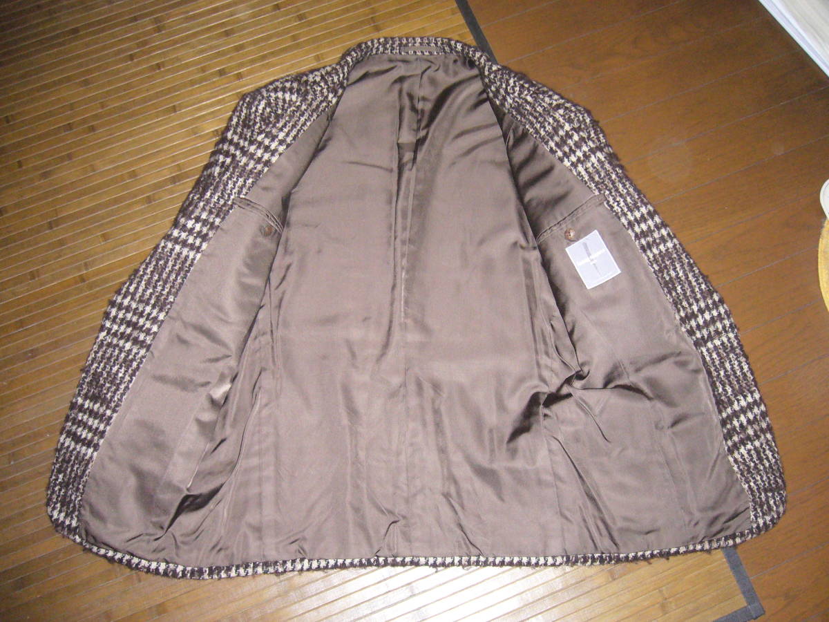 824♂:美品 ISSEY MIYAKE MEN イッセイミヤケメン ウール 厚手 デザインジャケット size.M 色.茶チェック テーラードジャケット _画像5